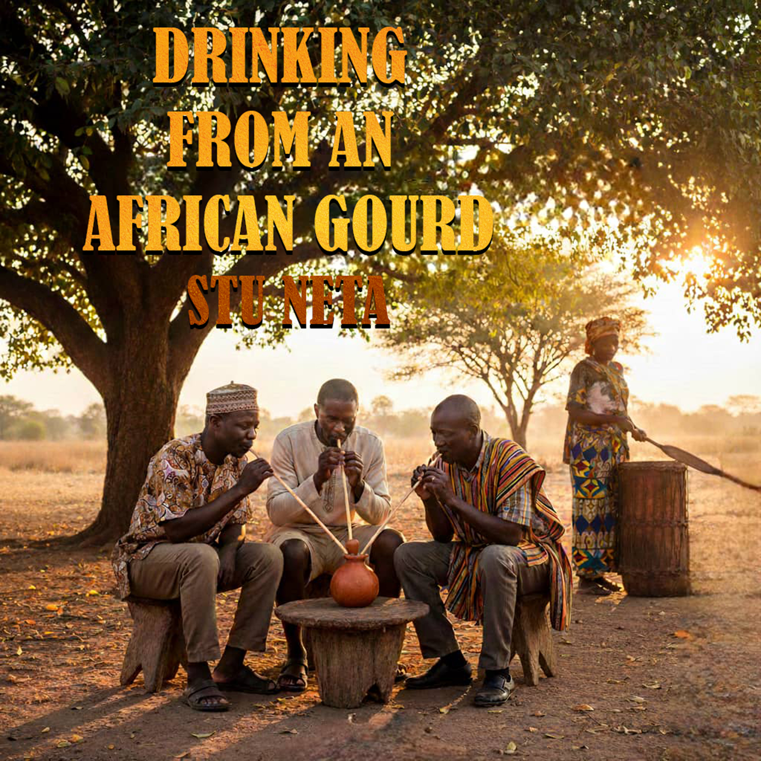 Drinking from an African gourd